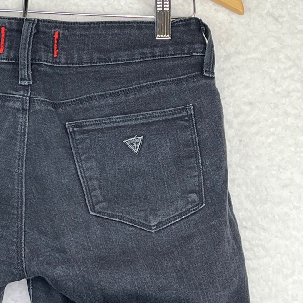 Guess Womens EMMA Skinny Jeans Faded Black Mid Rise Denim Iconic Logo Size 29 - Picture 5 of 16